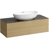 Laufen ILBAGNOALESSI Schubladenelement, Steinplatte Marrone Naturale, Ausschnitt Mitte, 120x50x37cm, 1 Schublade, H4323110972501, Farbe: Eiche hell