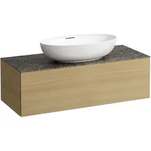 Laufen ILBAGNOALESSI Schubladenelement, Steinplatte Marrone Naturale, Ausschnitt Mitte, 120x50x37cm, 1 Schublade, H4323110972501, Farbe: Eiche hell