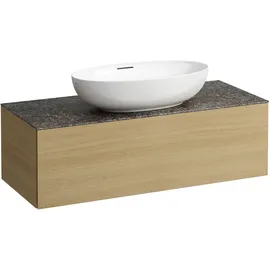 Laufen ILBAGNOALESSI Schubladenelement, Steinplatte Marrone Naturale, Ausschnitt Mitte, 120x50x37cm, 1 Schublade, H4323110972501, Farbe: Eiche hell