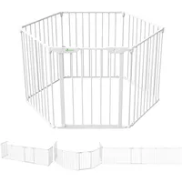 VOUNOT Vounot® Kaminschutzgitter Freistehend mit Tür, 375cm inkl. 6 Elementen, Weiß