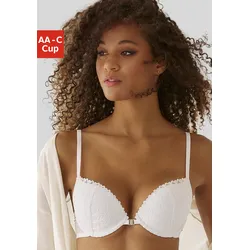 Push-up-BH S.OLIVER, Damen, Gr. 80, Cup A, weiß, Microtouch, Obermaterial: 60% Polyamid, 35% Polyester, 5% Elasthan, feminin, BHs BH Push-up-BH, mit praktischem Vorderverschluss, Dessous