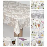 Laro Wachstuch-Tischdecke 100 x 200 cm Beige Weiß