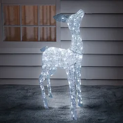 Mojawo XL Acryl Hirschkuh mit 120 LEDs Kaltweiß Außenbeleuchtung