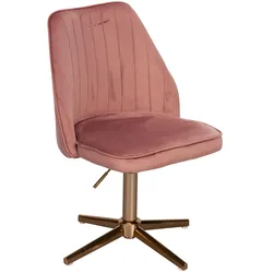 KADIMA DESIGN Samt Drehstuhl TANARO: Höhenverstellbar, 360° drehbar, Samtbezug, Eisenuntergestell, 120 kg Belastung.