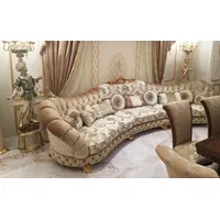 Wohnlandschaft Ecksofa Rund Couch Sitz Polster Sofa Luxus Möbel Sofas Italien - Beige