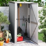 YEZIYIYFOB Gartenhaus Geräteschuppen Grau 118,5x97x209,5 cm Verzinkter Stahl Gartenschrank GeräTehaus Gartenhaus Metall Fahrradgarage Fahrradbox Fahrradunterstand Gartenschrank Wetterfest Viel Platz