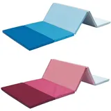 kamelshopping Weichbodenmatte Klappbare Turnmatte, ca. 185 x 76 x 3,2 cm, tragbare Matte, auch ideal als Gymnastikmatte, Fitnessmatte, Yogamatte, Spielmatte blau|bunt