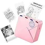 Omezizy Mini Sticker Drucker Fotodrucker für Smartphone-M02S Sticker Etikettendrucker,Thermodrucker Bluetooth Fotodrucker&Etikettendrucker für DIY Erstellung,Studiennotizen,Geschenke