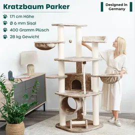 Happy Pet HAPPYPET Großer Kratzbaum Stabil 'Parker' 171 cm - XXL Katzenbaum Cappuccino