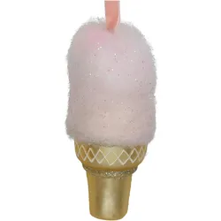 Christbaumschmuck 12cm Glas Zuckerwatte Figur Handbemalt & mit Glitzer Weihnachtsbaum Anhänger Weihnachten Weihnachtsbaumschmuck Cotton Candy Rosa