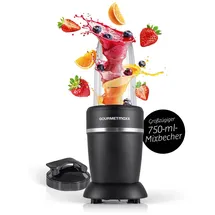 GOURMETmaxx Mixer Smoothie Maker 4-tlg. | Standmixer elektrisch für den Vitaminkick to go | Nutrition Mixer mit auslaufsicherem Deckel | Blender, Food Processor für Shakes & Co.