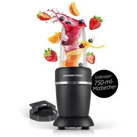 GOURMETmaxx Mixer Smoothie Maker 4-tlg. | Standmixer elektrisch für den Vitaminkick to go | Nutrition Mixer mit auslaufsicherem Deckel | Blender, Food Processor für Shakes & Co.