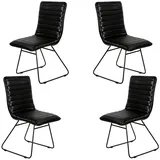 Casa Moro Esszimmerstuhl Lederstuhl schwarz Polsterstuhl Echtleder Bezug (Retro Stuhl aus echtem Leder, handgefertigter Designer Stuhl), einzeln und als 2er, 4er, 6er Set erhältlich schwarz