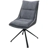 Mendler Esszimmerstuhl HWC-N71, Küchenstuhl, drehbar Auto-Return, Stoff/Textil (420g/m2) grau