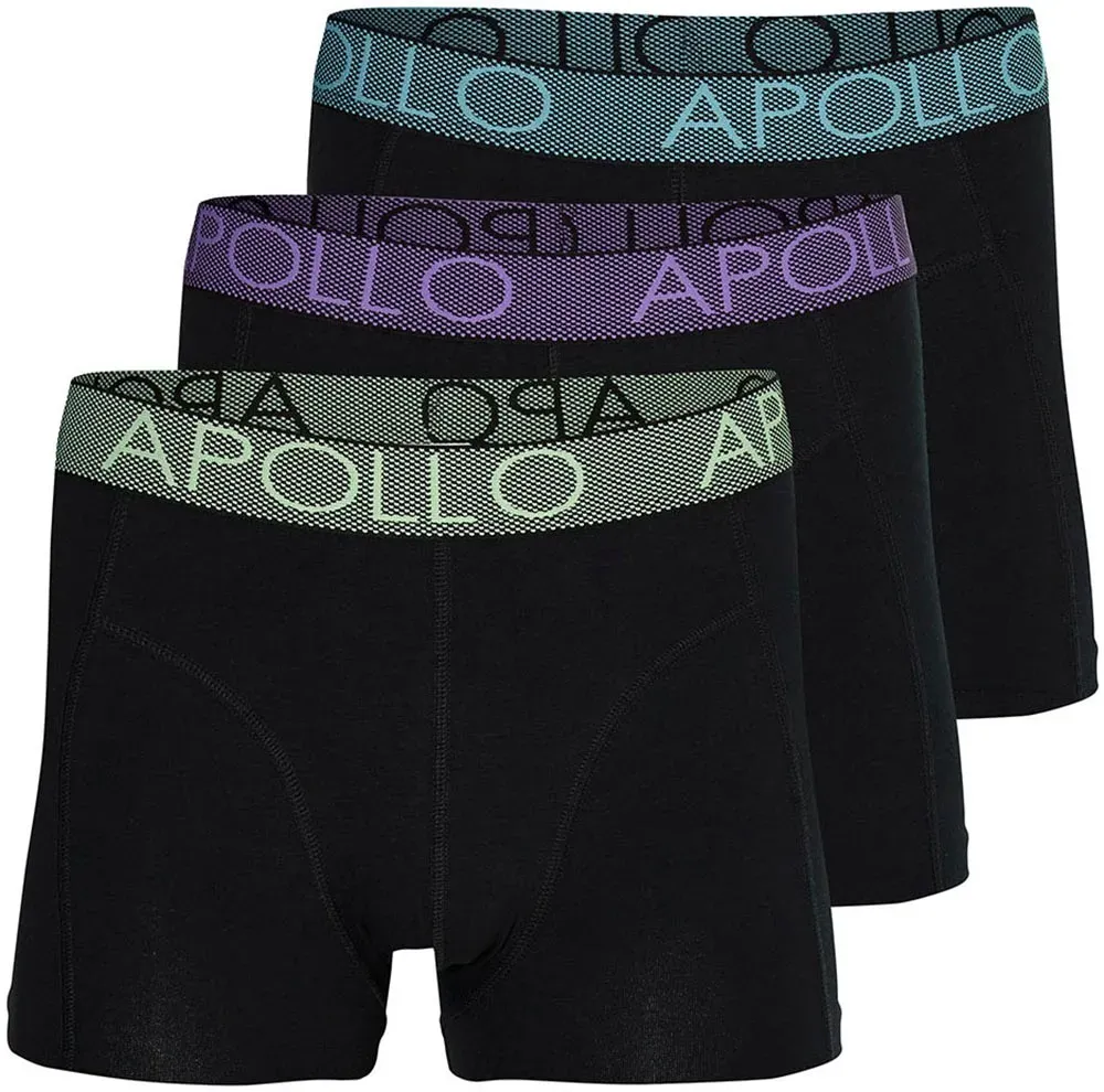 Boxer APOLLO "MEN BOXERSHORTS", Herren, Gr. M, schwarz (multi schwarz), Single Jersey, Obermaterial: 95% Baumwolle, 5% Elasthan, unifarben mit Farbeinsatz, eng, Unterhosen, mit hohem Baumwollanteil, elastisch und gut an den Körper anpassend