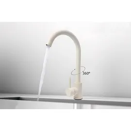 faizee home Granitspüle 2 Becken rechts Einbauspüle beige 1000 x 500 mm Handbetätigung