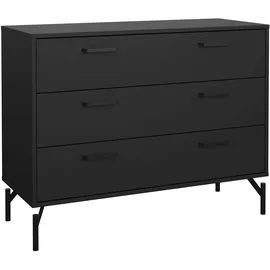 Home Affaire Kommode HOME AFFAIRE "Dana, Aufbewahrung, Schubladenschrank, Stauraum", schwarz (matt schwarz), B:98,7cm H:76,6cm T:39,8cm, Holzwerkstoff, Sideboards, Kommode, Sideboard mit 3 Schubladen, Metallbeine, Breite 99 cm
