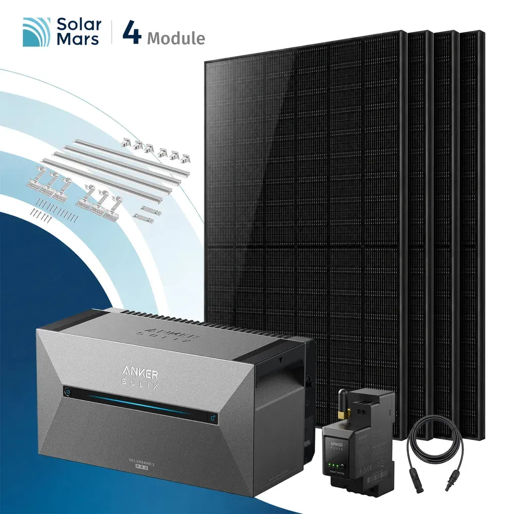 Balkonkraftwerk 2000 Watt mit Speicher Anker SOLIX Solarbank mit MC4 Solarkabel Set - 1x Solarbank E1600 PRO / Ohne Erweiterungsakku / Ziegeldach
