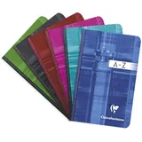 Clairefontaine 9599C - Packung mit 5 Kladden/Adressbuch 9x14cm mit Softcover, 96 Blatt kariert 90g, farbig sortiert, 1 Pack