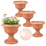 GarPet 4x Blumentopf mit Ständer Blumensäule Standfuß Pflanztopf Grabvase Friedhofsvase Blumentopf mit Füßen Blumentopf Ständer Terrakotta 30 cm