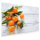 Primedeco Küchenrückwand Küchenrückwand Spritzschutz Glas mit Motiv Mandarinenzweige 120 cm x 80 cm