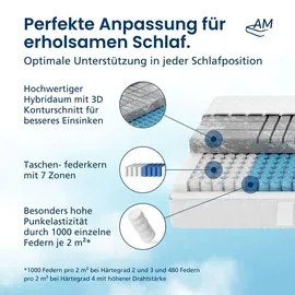AM Qualitätsmatratzen 3D Deluxe 100 x 200 cm H2
