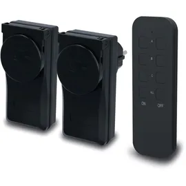Unitec Funkfernschalter-Set Outdoor 2 Steckdosen + 1 Fernbedienung, schwarz