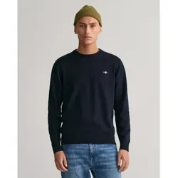 Gant für Herren. 8030561 Klassischer marineblauer Pullover mit Rundhalsausschnitt (XL), Lässig, Baumwolle, Langarm
