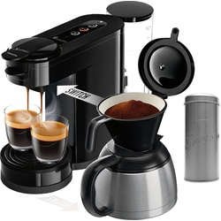 Philips Senseo Kaffeepadmaschine Switch HD6592/64, 26% recyceltem Plastik, Kaffee Boost Technologie, 1l Kaffeekanne, Crema Plus, inkl. Kaffeepaddose Wert €9,90 UVP schwarz