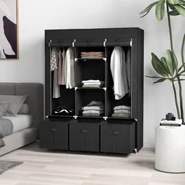 Homcom Stoffschrank, mit Reißverschluss, Kleiderschrank Schwarz,