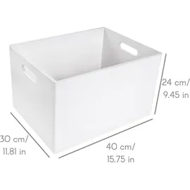 Creative Deco XXL Große Weiße Holzkiste Obstkiste Korb | 40x30x24cm (+/-1cm) | mit Griffen | ohne Deckel | Hölzernen Kasten Holzbox Kiste | Idea... - Weiß
