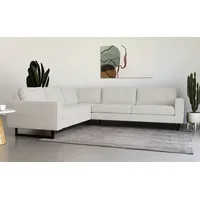 PLACES OF STYLE Ecksofa »Pinto, 250/290 cm, langer Schenkel, XXL, Ottomane«, Cord, Feincord, Luxus-Microfaser Leder und Chenille, beige