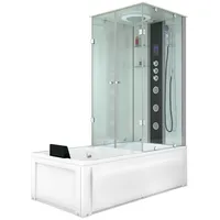 AcquaVapore Grossraumdusche Whirlpool Dusche Kombination K05-L03-WP-EC Duschtempel 180x90 cm, Sicherheitsglas ESG, inklusive Duschwanne, Integrierte Massagedüsen, Moderner Touchscreen, Rutschsicher, Schnelle weiß