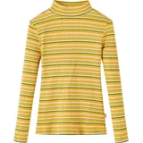 vidaXL Kinder Langarmshirt Halbrollkragen Gestreift Langarm T-Shirt Jungen Ocker 116 - 116