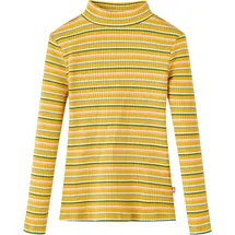 vidaXL Kinder Langarmshirt Halbrollkragen Gestreift Langarm T-Shirt Jungen Ocker 116 - 116
