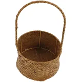 jojofuny Rattan Korb Mit Rundem Griff Aufbewahrungskörbe Aus Seegras Hochzeitskorb Rattankörbe Zur Aufbewahrung Picknickkorb Wandkorb Deko-Picknickkorb Mehrzweck-Strohkorb Mit Geflochtenem