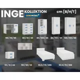 Deine Möbel 24 Jugendzimmer-Set INGE III in Weiß / Weiß + Grau / Weiß + Eiche Sonoma ; 4-teilig, (Kleiderschrank Kommode Wandregal Schreibtisch, 4-tlg., Sonoma Eiche Grau), Kinderzimmer Set Weiß Griffe Rosa Blau Grün Grau aus Laminatplatte weiß