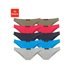 Slip H.I.S, Damen, Gr. 42, bunt (rot, rot, marine, blau, khaki, grau, meliert), Jersey, Obermaterial: 95% Baumwolle, 5% Elasthan, unifarben, körpernah, Unterhosen, aus elastischer Baumwoll-Qualität