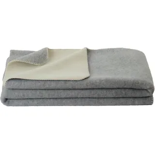 Steinbeck Doubleface-Decke Ökolana aus 100 % naturbelassener Schurwolle, in 4 Größen und 3 Farben, Grau/Weiß Größe 100x150 cm