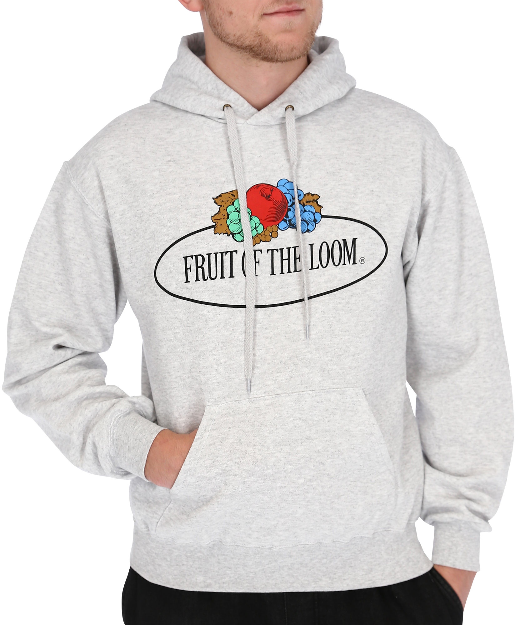 Fruit of the Loom Fruit of the Loom Kapuzenpullover mit großem Vintage-Logo, graumeliert, 2XL