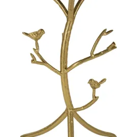 Mauro Ferretti Beistelltisch Vögel Marmor Ø 38x60 cm gold weiß - Gold/Weiß