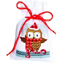Vervaco Freunde von Weihnachten II, 3er Set Zählmusterpackung - Kräutertütchen (vorgefertigt - Weiss), Baumwolle, Mehrfarbig, 8 x 12 cm, 3-Einheiten