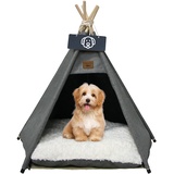 vinnypet Vinnykud Hundezelt Abnehmbar und Waschbar Tipi Zelt für Hunde und Katzen Katzenzelt Baumwolle Leinwand Haustierzelte Häuser mit Kissen