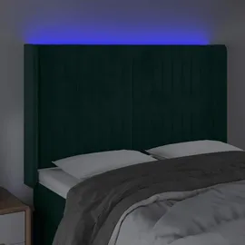 vidaXL LED Kopfteil Dunkelgrün 147x16x118/128 cm Samt