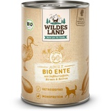 Wildes Land 656207 Hunde-Dosenfutter Ente mit Süßkartoffeln, Birnen & Beeren | BIO Adult