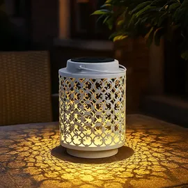 ETC Shop LED Solarleuchte 13 x 18 cm orientalisch-weiß