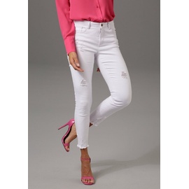 Aniston CASUAL Skinny-fit-Jeans mit Destroyed-Effekt Gr. 46 N-Gr, weiß , 18607020-46 N-Gr