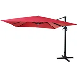 MCW Ampelschirm A96 3x3m Alu/Stahl Rot ohne Ständer Drehbar