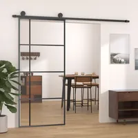 Schiebetür ESG-Glas und Aluminium 90x205 cm Schwarz