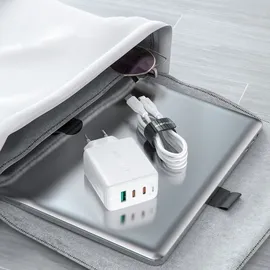 OEM Acefast 2W1 Netzwerk-Ladegerät 2x Usb C / Usb 65w Pd, Qc 3.0+Kabel Weiß